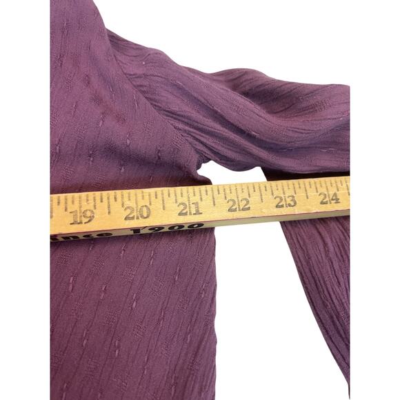 Free People Womens Purple Crochet Back Gauze Long Sleeves Button-Down Top Size S - Picture 5 of 11